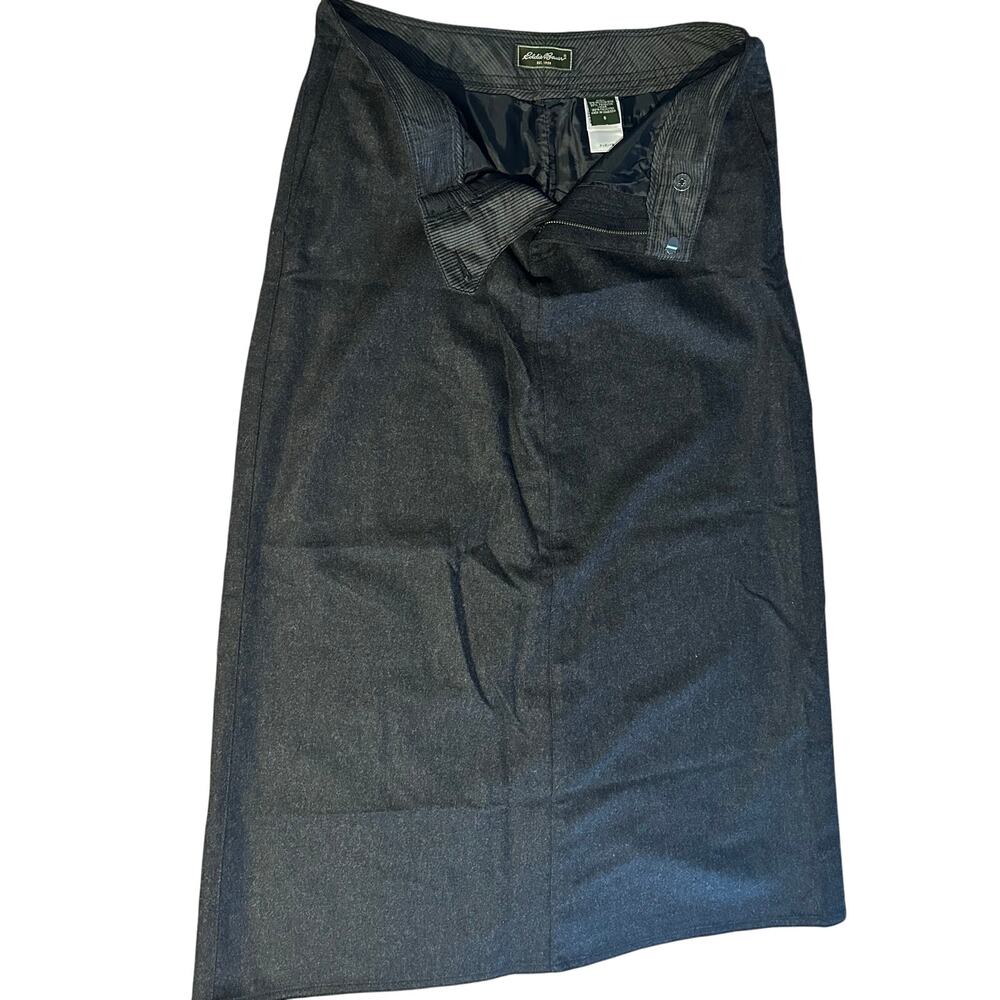 Eddie Bauer Vintage Maxi Skirt Wool Blend A Line Charcoal Gray Womens 8 winter